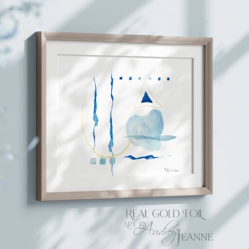 Modern Watercolor Abstract Navy Blue Contemporary  Foil Prints