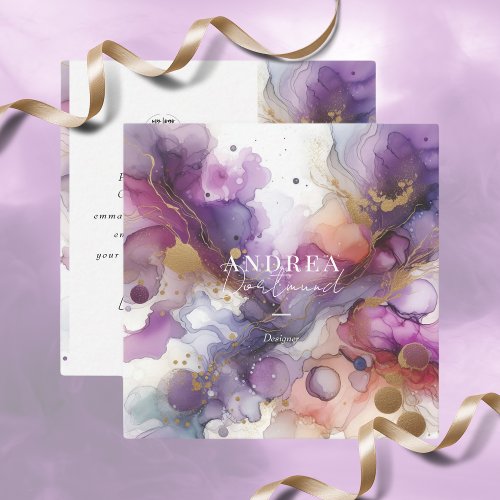 Modern watercolor Abstract purple  Square Business Square Business Card