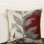 Modern Watercolor Abstract Throw Pillow<br><div class="desc">Modern throw pillow features an artistic abstract design in a cream, burgundy and gray color palette. An artistic abstract design features a watercolor leaf and a geometric circle composition with shades of burgundy and gray with black and gold accents on a creamy ivory background. This abstract composition is built on...</div>