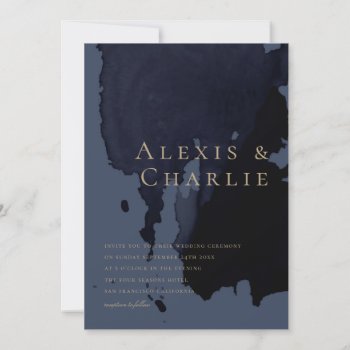 Modern Watercolor Abstract Wedding Invitation by fourwetfeet at Zazzle