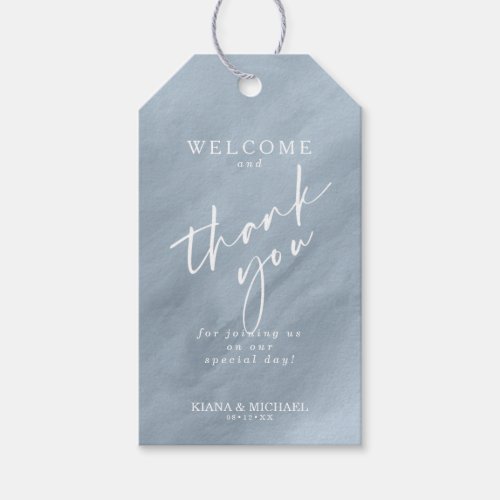 Modern Watercolor Add Message Dusty Blue ID816 Gift Tags