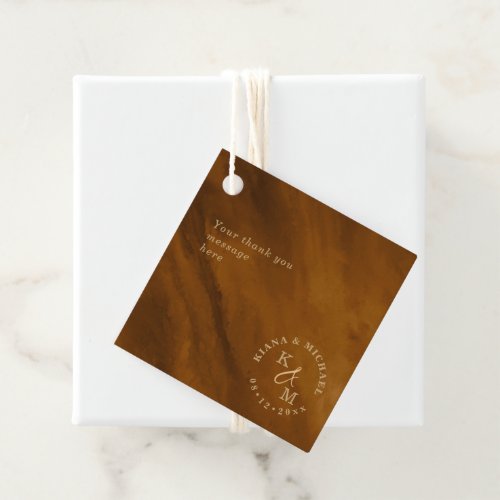 Modern Watercolor Add Message Gold ID816 Favor Tags