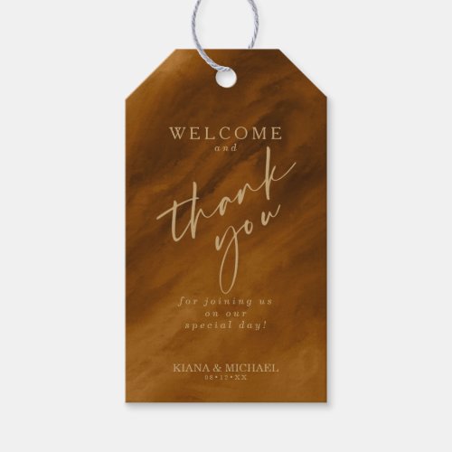 Modern Watercolor Add Message Gold ID816 Gift Tags