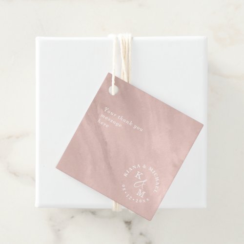 Modern Watercolor Add Message Rose Gold ID816 Favor Tags