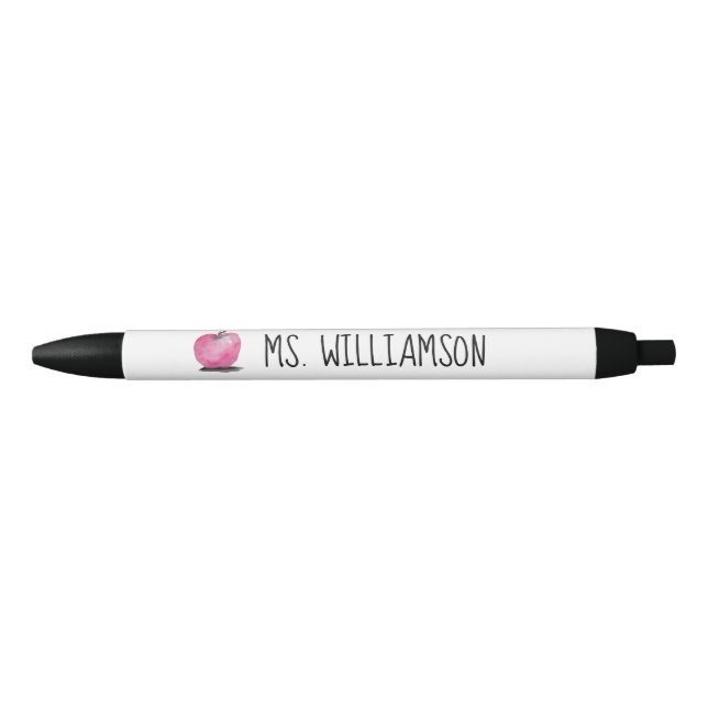 Modern Watercolor Apple Personalized Teacher Gift Pen (Front)
