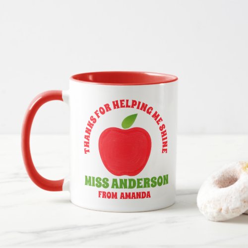 Modern watercolor Apple teacher thank you gift mug