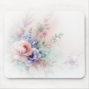 Modern Watercolor Aquarell Flowers Painting Trendy Mouse Pad