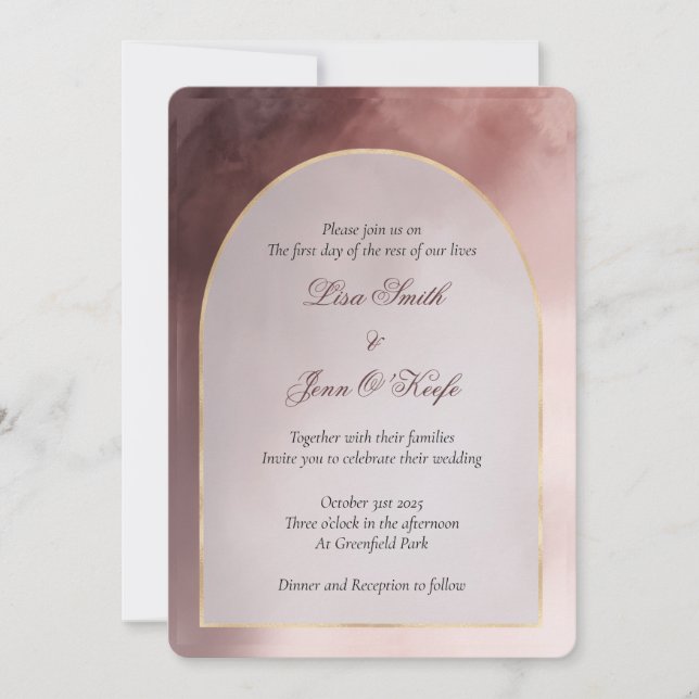 Modern Watercolor Arch Wedding Invitations (Front)