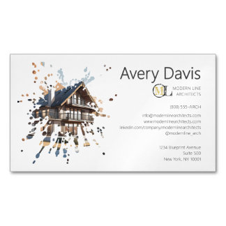 Modern Watercolor Architecture Real Estate Business Card Magnet