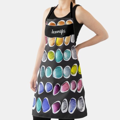 Modern watercolor artist pattern monogram name apron