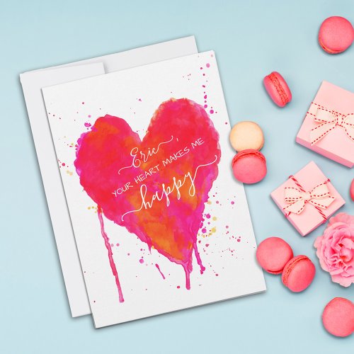 Modern Watercolor Artsy Valentines Day Heart Love Holiday Card