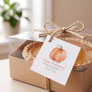 Modern Watercolor Autumn Pumpkin Thanksgiving Favor Tags