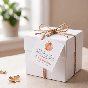 Modern Watercolor Autumn Pumpkin Thanksgiving Favor Tags