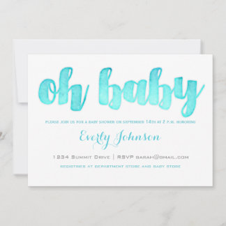 Modern Watercolor Baby Boy Shower Invitations