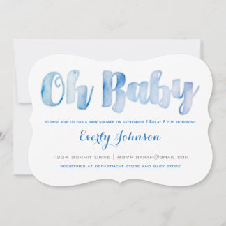 Modern Watercolor Baby Boy Shower Invitations
