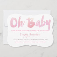 Modern Watercolor Baby Girl Shower Invitations