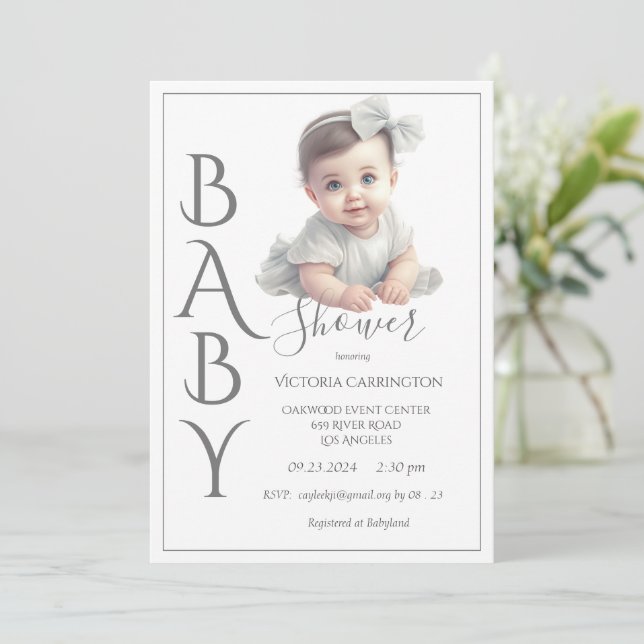 Modern Watercolor Baby Shower Invitation (Standing Front)