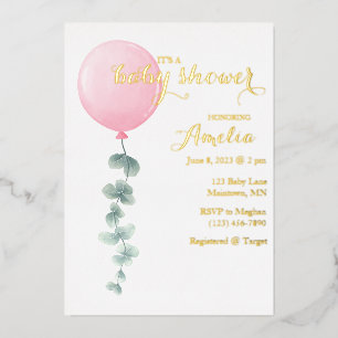 Modern watercolor baby shower invitation foil invitation