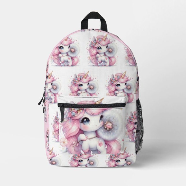 Modern watercolor baby unicorn3 printed backpack (Front)