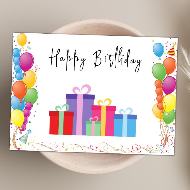Modern Watercolor Ballons Simple Happy Birthday Card (Creator Uploaded)