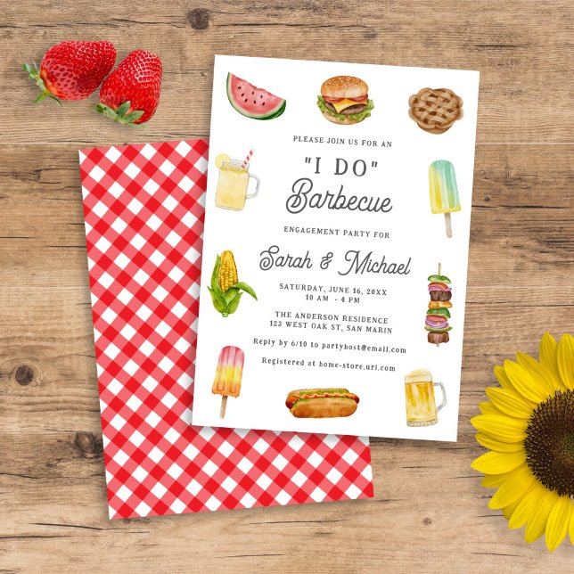 Modern Watercolor Barbecue BBQ Engagement Party Invitation (Creator Uploaded)