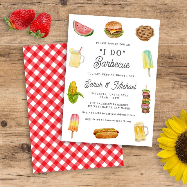 Modern Watercolor Barbecue BBQ Wedding Shower Invitation (Creator Uploaded)