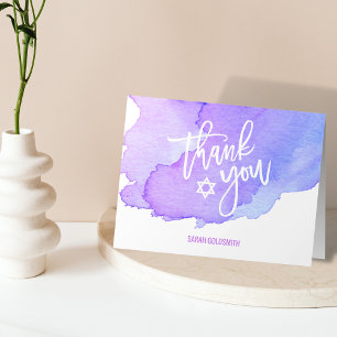 Modern Watercolor Bat Bar Mitzvah Thank you #LC Card