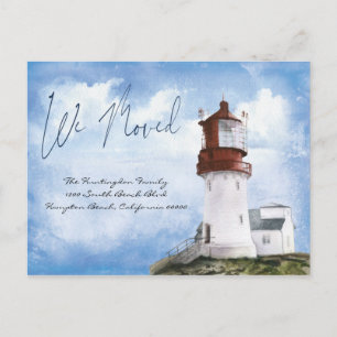 Modern Watercolor Beach Lighthouse Moved Postcard