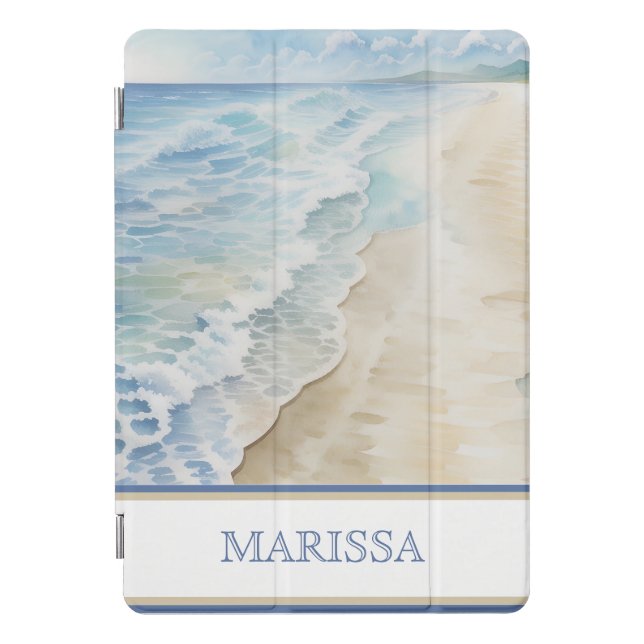 Modern Watercolor Beach Ocean Tide iPad Pro Cover (Front)