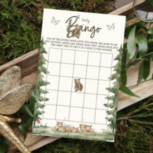 Modern Watercolor Bear Baby Shower Bingo Game Flyer
