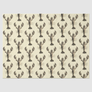 Modern Watercolor Beige Cream Lobster Pattern Tissue Paper