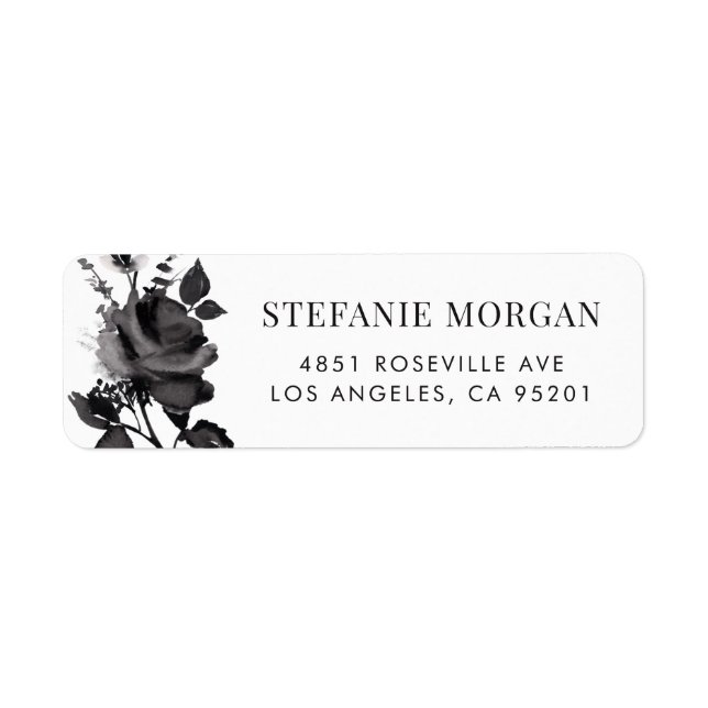 Modern Watercolor Black Rose Botanical Label (Front)