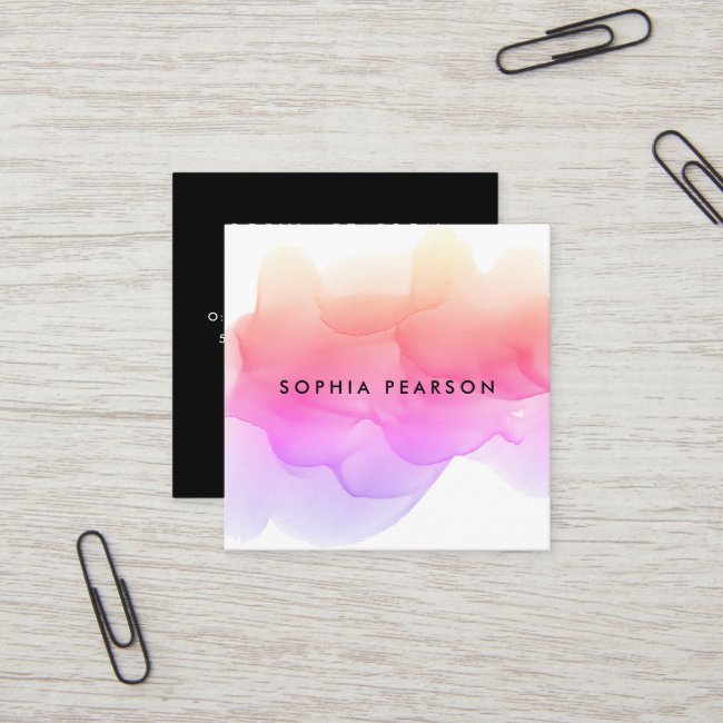 Modern Watercolor Blot | Social Media Square Business Card