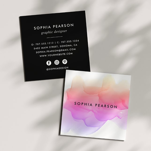 Modern Watercolor Blot | Social Media Square Business Card (Creator Uploaded)