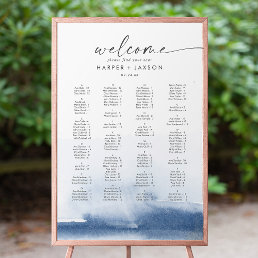 Modern Watercolor Blue Alphabetical Seating Chart