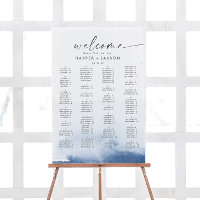 Modern Watercolor Blue Alphabetical Seating Chart