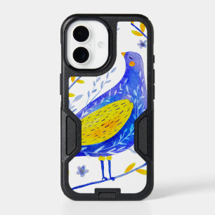 Modern Watercolor Blue and Yellow Bird Art iPhone 17 Case