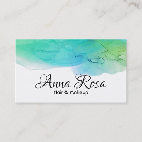  Modern Watercolor Blue Aqua Abstract Simple Business Card