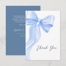 Modern Watercolor Blue Bow Baby Shower 