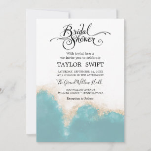 Modern Watercolor Blue Bridal Shower Invitation