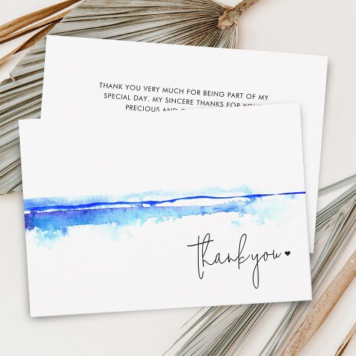 Modern Watercolor Blue Bridal Shower Thank You Card