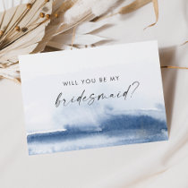 Modern Watercolor | Blue Bridesmaid Proposal Card