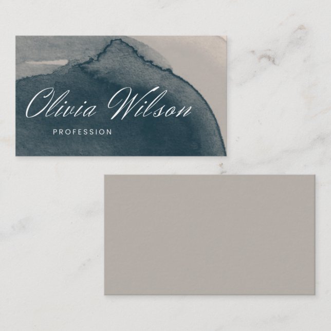 Modern Watercolor | Blue Business Card (Front/Back)