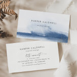 Modern Watercolor | Blue Business Card<br><div class="desc">This modern watercolor blue business card is perfect for a small business owner,  consultant,  stylist and more! The minimalist,  classic and elegant design collection features simple water color paint brush strokes in pretty jewel tones.</div>