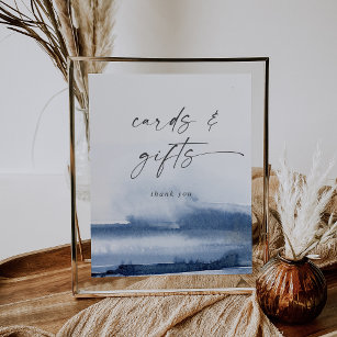 Modern Watercolor   Blue Cards and Gifts Sign