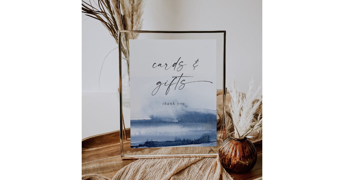 Modern Watercolor | Blue Cards and Gifts Sign | Zazzle