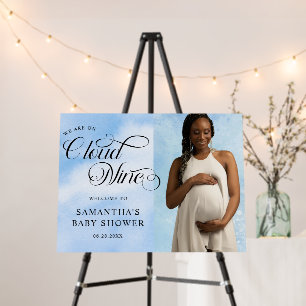 Modern Watercolor Blue Cloud Nine Baby Shower Foam Board