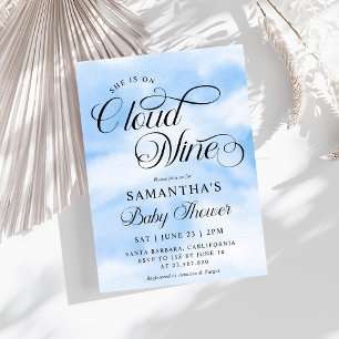Modern Watercolor Blue Cloud Nine Baby Shower Invitation