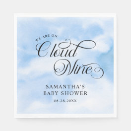 Modern Watercolor Blue Cloud Nine Baby Shower Napkins