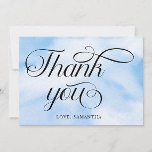 Modern Watercolor Blue Cloud Nine Baby Shower Thank You Card